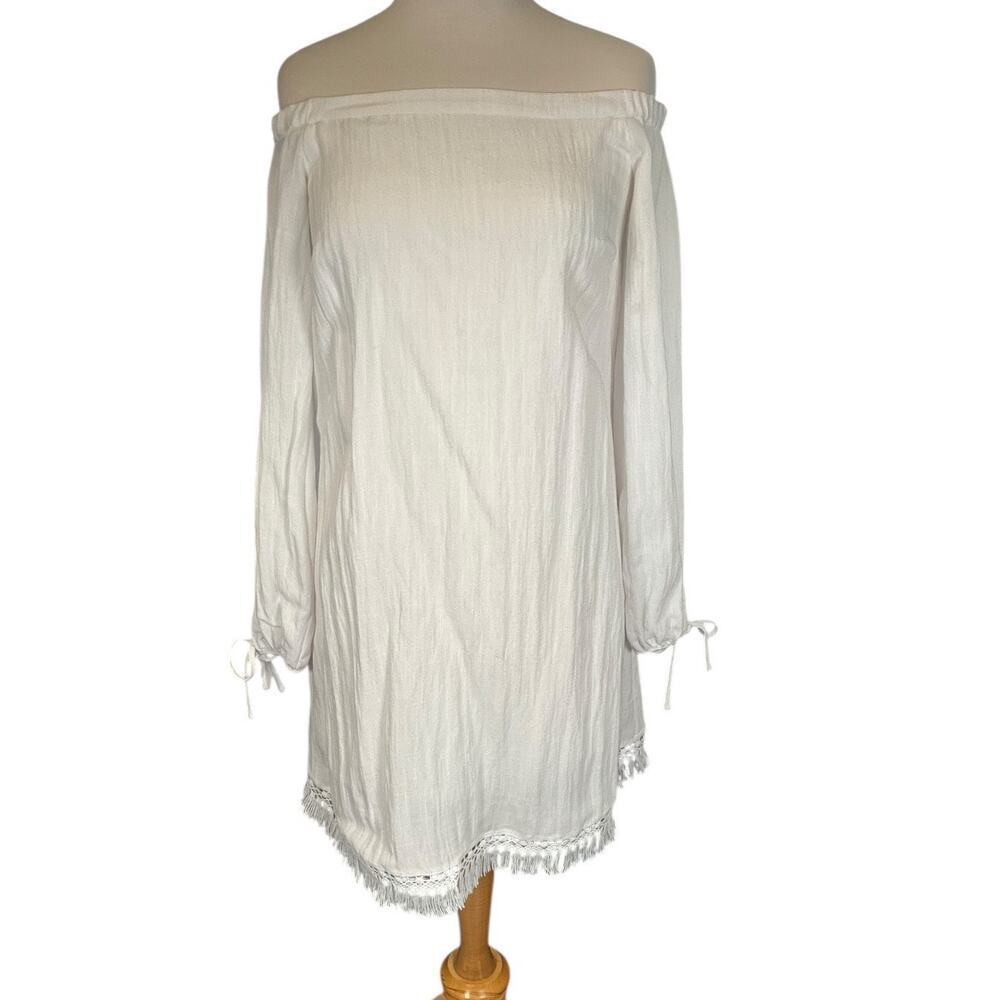 Lilly Pulitzer Adira Dress White New With Tag Fringe Botton Off the Shoulder XS